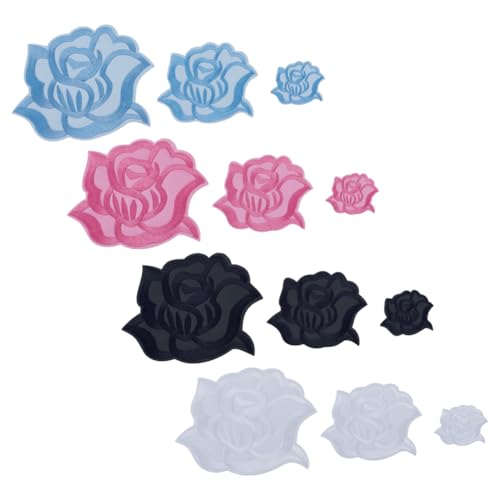 HOBBIESAY 4 Farbe 24 Stück Rosen Aufnäher Zum Aufbügeln Bunte Rosenblumen Stickerei Dekorative Reparatur Applikationen Zum Aufnähen Für Selbstgemachte Kleidung Jeans Hüte Rucksäcke Taschen Westen von HOBBIESAY