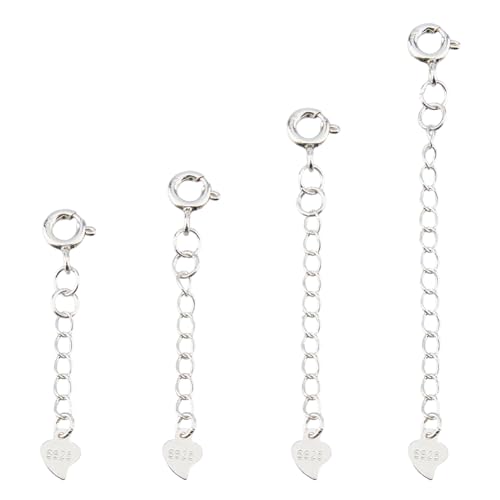 HOBBIESAY 4 Größe 925 Sterlingsilber Kettenverlängerung Karabinerverschluss Verlängerungskette Herz Charm Verlängerungsketten Für Halskette Armband Fußkettchen Schmuckherstellung Reparatur 35-62mm HOBBIESAY 4 Größe 925 Sterlingsilber Kettenverlängerung Karabinerverschluss Verlängerungskette Herz Charm Verlängerungsketten Für Halskette Armband Fußkettchen Schmuckherstellung Reparatur 35-62mm von HOBBIESAY