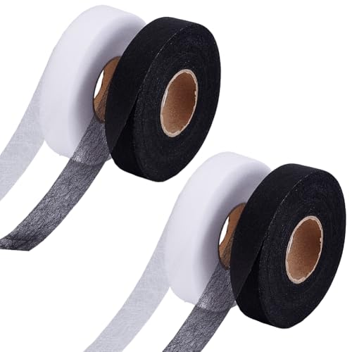 HOBBIESAY 4 Rolle 2 Farben Saumband Quilten Aufbügeln 20mm Doppelt Kein Nähen Saumbänder Aufbügelbare Transparente Bänder Für Kleidung Quilten Wattieren DIY Nähen von HOBBIESAY