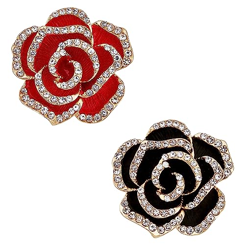 HOBBIESAY 4 Stück 2 Farben StrassBlumenBrosche Elegante KristallBrosche Anstecknadel Brustnadel Kristallnadel Für Mütze Schal Anzug Pullover Blumennadeln Dekorationen Für Partys von HOBBIESAY