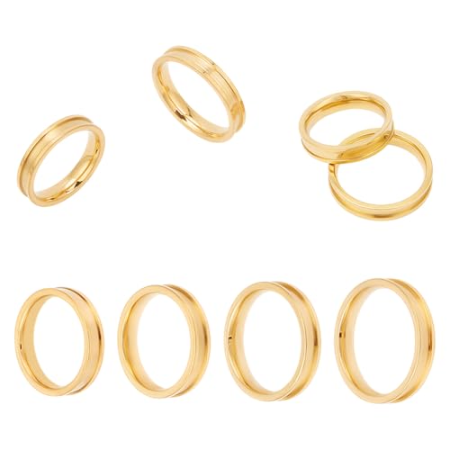 HOBBIESAY 4 Stück Goldringrohlinge 16-19mm Edelstahl Rillenringe Rohling Kernring Rund Leer Ring Inlay Fingerringe Für Schmuckherstellungmann Frauen Geschenk DIY Handwerk HOBBIESAY 4 Stück Goldringrohlinge 16-19mm Edelstahl Rillenringe Rohling Kernring Rund Leer Ring Inlay Fingerringe Für Schmuckherstellungmann Frauen Geschenk DIY Handwerk von HOBBIESAY