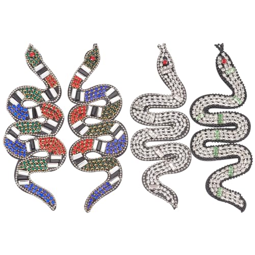 HOBBIESAY 4 Stück Schlange Perlen Aufnäher Patches Patch zum Aufbügeln Bügelflicken Bestickte Aufnäher Tier Flicken für Kleidung Tasche Hosen Schuhe Hüte DIY-Projekte von HOBBIESAY