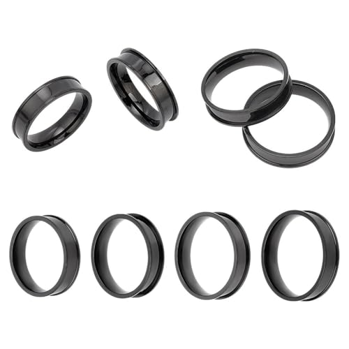 HOBBIESAY 4 Stück Schwarze Ringrohlinge Edelstahl Rillenringe Rohling Kernring Rund Leer Ring Inlay Fingerringe Für Schmuckherstellungmann Frauen Geschenk DIY Handwerk HOBBIESAY 4 Stück Schwarze Ringrohlinge Edelstahl Rillenringe Rohling Kernring Rund Leer Ring Inlay Fingerringe Für Schmuckherstellungmann Frauen Geschenk DIY Handwerk von HOBBIESAY