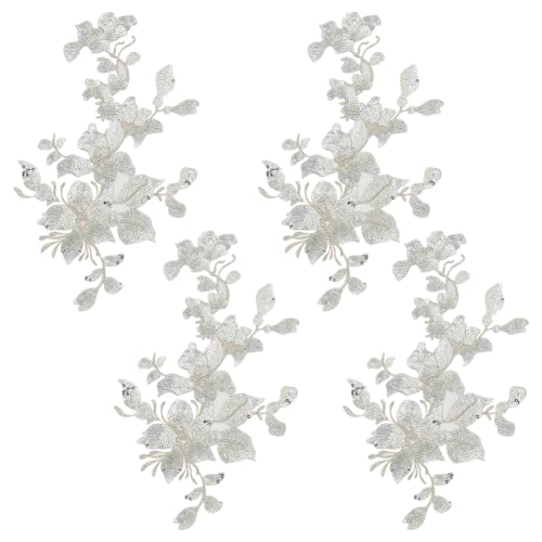HOBBIESAY 4 Stück Stickerei Pailletten Spitzenapplikationen Silberne Blattblumen Aufnäher Polyester Dekorative Blumenapplikationen Kleider Nähdekorationen Für Stoff DIY Basteln HOBBIESAY 4 Stück Stickerei Pailletten Spitzenapplikationen Silberne Blattblumen Aufnäher Polyester Dekorative Blumenapplikationen Kleider Nähdekorationen Für Stoff DIY Basteln von HOBBIESAY