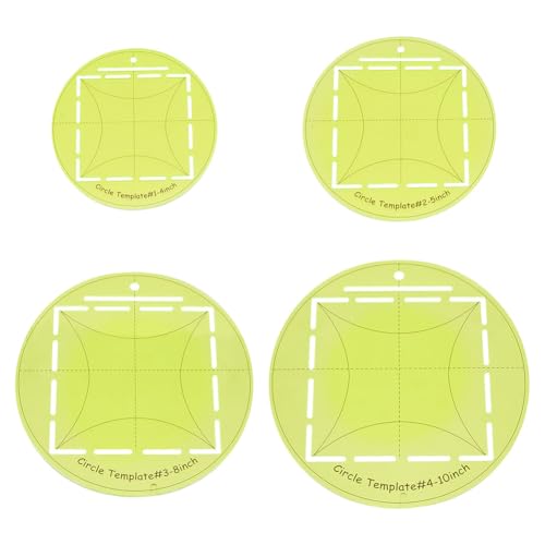 HOBBIESAY 4 kreisförmige Quilt Schablone 4/5/8/10 Zoll Rund Grün Acryl Quiltzubehör Rundes Nählineal Set Zum Schneiden von Mustern Und Nähen von Layer Cake Stoff HOBBIESAY 4 kreisförmige Quilt Schablone 4/5/8/10 Zoll Rund Grün Acryl Quiltzubehör Rundes Nählineal Set Zum Schneiden von Mustern Und Nähen von Layer Cake Stoff von HOBBIESAY