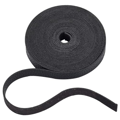 HOBBIESAY 4.37 Yards 0.59 Zoll Breite Schwarze Flache Lederriemenrolle Gürtelwickel Mit Litschi Muster Lederstreifen Einseitig Lederzubehör Kunstkordel Zur Gürtelherstellung von HOBBIESAY
