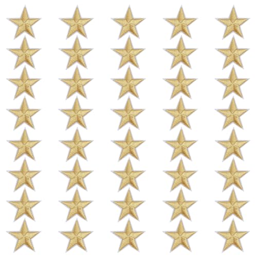 HOBBIESAY 40 Stück Goldener Stern Zum Aufbügeln Applikation Aufnäher 5 Sterne Bestickte Aufnäher Applikationen Für Kleidung Jacke Mütze DIY Basteln Dekorationen von HOBBIESAY
