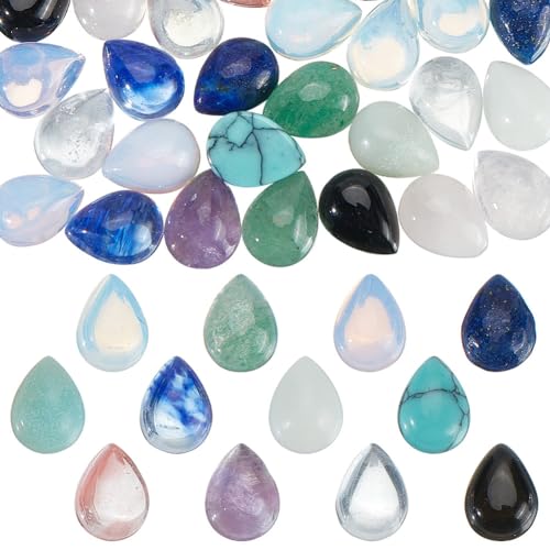 HOBBIESAY 48 Stück 12 Stile Tropfenförmige Edelstein-Cabochons Flache Rückseite Edelsteinperlen Quarz-Chakra-Stein-Cabochons 8x6mm Kein Loch Steinperlen Gemischte Stein-Cabochons HOBBIESAY 48 Stück 12 Stile Tropfenförmige Edelstein-Cabochons Flache Rückseite Edelsteinperlen Quarz-Chakra-Stein-Cabochons 8x6mm Kein Loch Steinperlen Gemischte Stein-Cabochons von HOBBIESAY