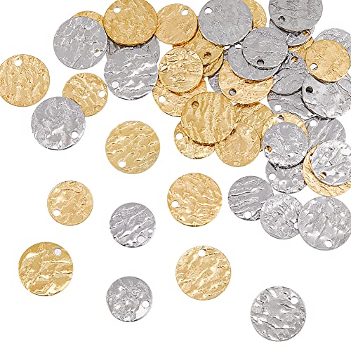 HOBBIESAY 48 Stück 4 Stile Strukturierte Stempelrohlinge Anhänger Flach Rund Charme 304 Edelstahl Charme Winzige MetallLaserschnitt Anhänger Münzanhänger Für Die Schmuckherstellung von HOBBIESAY