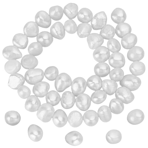 HOBBIESAY 49 Stück Natürliche Süßwasser Zuchtperlen Natürlicher Perlenstrang Lose Perlen Keshi Perlen Unregelmäßige Perlen Weiß Für Heimwerker Basteln Schmuckherstellung Loch:0.7mm von HOBBIESAY