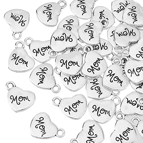 HOBBIESAY 50 Stück Muttertag Thema Süßes Herz Legierungs Charms Anhänger Liebesanhänger Herzförmige Charms Mit Wort Mama Winzige Silberne Baumelnde Perlen Zubehör Für Muttergeschenk Schmuckherstellung HOBBIESAY 50 Stück Muttertag Thema Süßes Herz Legierungs Charms Anhänger Liebesanhänger Herzförmige Charms Mit Wort Mama Winzige Silberne Baumelnde Perlen Zubehör Für Muttergeschenk Schmuckherstellung von HOBBIESAY