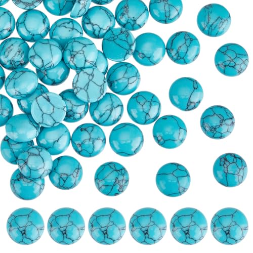 HOBBIESAY 50 Stück Türkis Cabochons Steinperle Türkis Flache Rückseite Steinperlen Blaue Textur Edelstein Flacher Runder Stein Cabochon Für Die Schmuckherstellung 12x4.5mm HOBBIESAY 50 Stück Türkis Cabochons Steinperle Türkis Flache Rückseite Steinperlen Blaue Textur Edelstein Flacher Runder Stein Cabochon Für Die Schmuckherstellung 12x4.5mm von HOBBIESAY