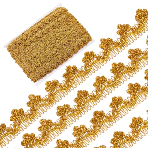 HOBBIESAY 50 Yards(45m) Metallisch Geflochtene Spitzenborte 50mm Breit Spitzenband Mit Goldenem Blumenmuster Gewebte Borte Aus Polyester Zum Nähen Basteln Heimdekoration von HOBBIESAY