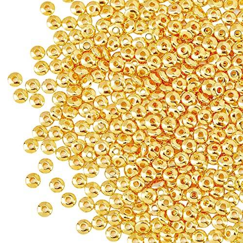 HOBBIESAY 500 Stück 5mm Heishi Perlen Goldene Rondelle Zwischenperlen Glänzende Klassische Messingperlen Glatte Perlen Im Nahtlosen Look Für Armbänder Ohrringe Und Bohrung1.5~2mm von HOBBIESAY