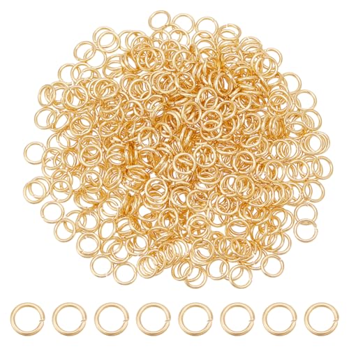 HOBBIESAY 500 Stück Goldene Biegeringe 4mm Offener Biegering Aus Edelstahl 18 Karat Vergoldete Biegeringe Ungelötete Ringverbinder Kleiner Spaltring Schmuckherstellungszubehör HOBBIESAY 500 Stück Goldene Biegeringe 4mm Offener Biegering Aus Edelstahl 18 Karat Vergoldete Biegeringe Ungelötete Ringverbinder Kleiner Spaltring Schmuckherstellungszubehör von HOBBIESAY