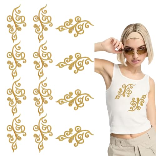 HOBBIESAY 6 Paar Goldmetallische Bestickte Aufnäher Zum Aufbügeln Blatt Stickerei Applikation Metallisches Blumenmuster Boho Besatz Fransenblätter Aufnäher Für Hochzeit Abschlussball Kleid Rucksäcke HOBBIESAY 6 Paar Goldmetallische Bestickte Aufnäher Zum Aufbügeln Blatt Stickerei Applikation Metallisches Blumenmuster Boho Besatz Fransenblätter Aufnäher Für Hochzeit Abschlussball Kleid Rucksäcke von HOBBIESAY