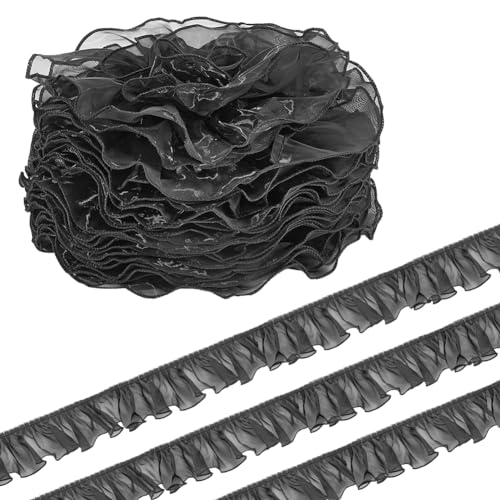 HOBBIESAY 6.56 Yard/6m Schwarzes Rüschenband Aus Spitze Polyester Plissierter Spitzenbesatz Satin Rüschenband Für Kleider Kragen Ärmel Dekoration Wurfkissen Halloween Cosplay Kostümdekor HOBBIESAY 6.56 Yard/6m Schwarzes Rüschenband Aus Spitze Polyester Plissierter Spitzenbesatz Satin Rüschenband Für Kleider Kragen Ärmel Dekoration Wurfkissen Halloween Cosplay Kostümdekor von HOBBIESAY