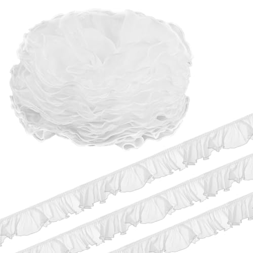HOBBIESAY 6.56 Yard/6m Weißes Rüschenband Aus Spitze Polyester Plissierter Spitzenbesatz Satin Rüschenband Für Kleider Kragen Ärmel Dekoration Wurfkissen Halloween Cosplay Kostümdekor HOBBIESAY 6.56 Yard/6m Weißes Rüschenband Aus Spitze Polyester Plissierter Spitzenbesatz Satin Rüschenband Für Kleider Kragen Ärmel Dekoration Wurfkissen Halloween Cosplay Kostümdekor von HOBBIESAY