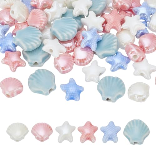 HOBBIESAY 60 Stück 10 Stile Porzellan Muschelperlen Keramik Muschelförmige Perlen Handgemachte Niedliche Muschelperlen Bunte Muschelperlen Abstandshalter Perlen für Armband Halskette HOBBIESAY 60 Stück 10 Stile Porzellan Muschelperlen Keramik Muschelförmige Perlen Handgemachte Niedliche Muschelperlen Bunte Muschelperlen Abstandshalter Perlen für Armband Halskette von HOBBIESAY