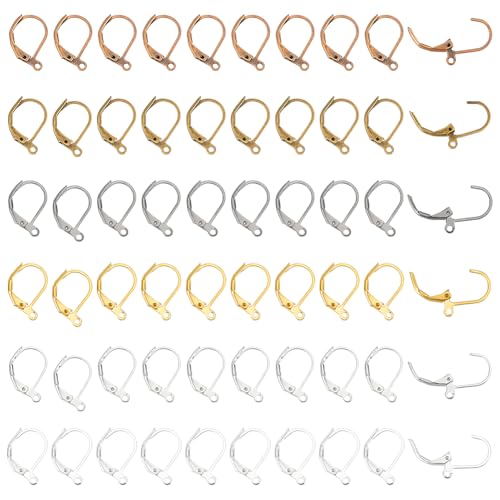 HOBBIESAY 60 Stück 6 Farbenmessing Ohrringmit Hebelverschluss 15mm Lang Französische Ohrhaken Baumelnde Ohrhaken Ohrhakenmit Offener Schlaufe Zubehör Zur Herstellung von Ohrringen von HOBBIESAY