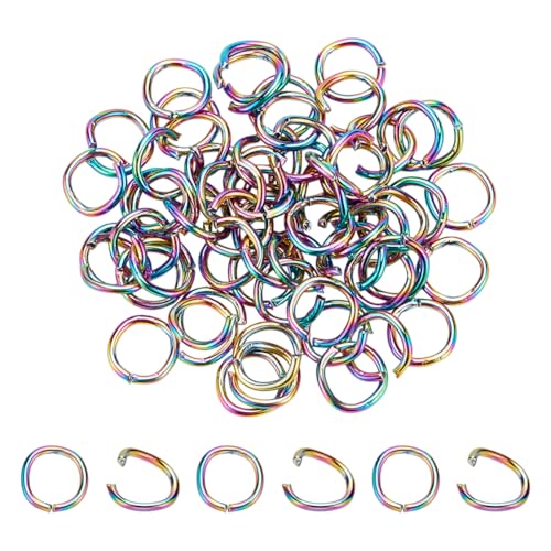 HOBBIESAY 60 Stück Biegeringe 6mm Offener Biegering Aus Edelstahl Regenbogenfarben Biegeringe Ungelötete Ringverbinder Kleiner Spaltring Schmuckherstellung Beschläge Für Heimwerkerarbeiten von HOBBIESAY