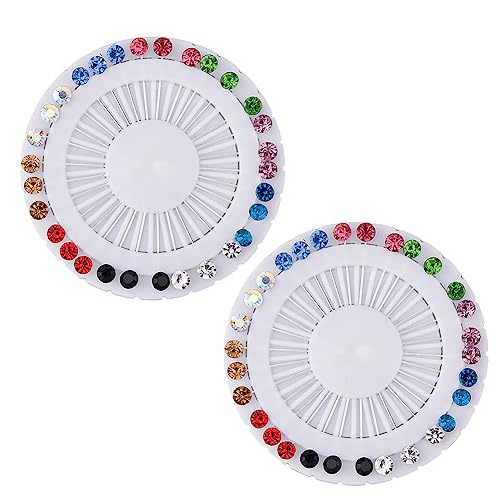HOBBIESAY 60 Stück Stahlnadeln mit Sicherheitsverschlüssen Schalnadeln Bunte Strassnadeln für Damenschmuck Schals Hochzeiten Blumendekorationen von HOBBIESAY