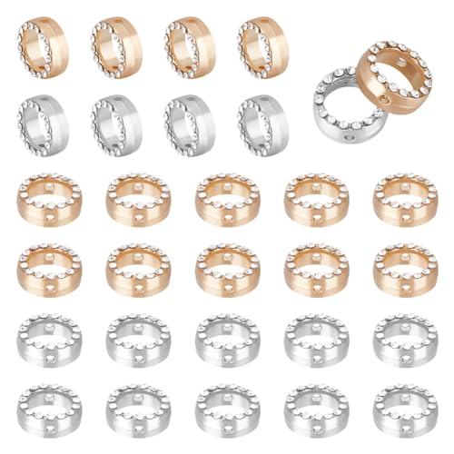 HOBBIESAY 60 Stücke 2 Farben Legierung Strass Perlenrahmen 2 Löcher Design Kreis Perlenrahmen Schillernde Strass Runde Verbindungsringe Perlenarmband Halskette Verbindungsringe HOBBIESAY 60 Stücke 2 Farben Legierung Strass Perlenrahmen 2 Löcher Design Kreis Perlenrahmen Schillernde Strass Runde Verbindungsringe Perlenarmband Halskette Verbindungsringe von HOBBIESAY