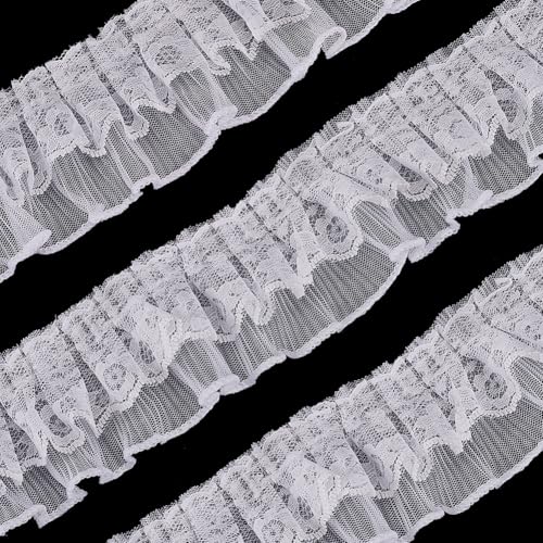 HOBBIESAY 60mm Breites Weißes Rüschenband Spitze Plissierter Spitzenstoff Satin Rüschenband Für Kleiderkragen Ärmel Dekoration Wurfkissen Halloween Cosplay Kostümdekor HOBBIESAY 60mm Breites Weißes Rüschenband Spitze Plissierter Spitzenstoff Satin Rüschenband Für Kleiderkragen Ärmel Dekoration Wurfkissen Halloween Cosplay Kostümdekor von HOBBIESAY