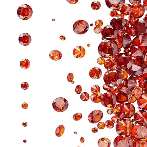 HOBBIESAY 7 Größen, 140 Stück Zirkonia-Cabochons, 1–6 mm, roter Kristall, facettierter Diamant-Strass mit spitzer Rückseite, für Nagelkunst, Ohrringe, Armbänder, Ringe, Schmuck, Bastelarbeiten von HOBBIESAY