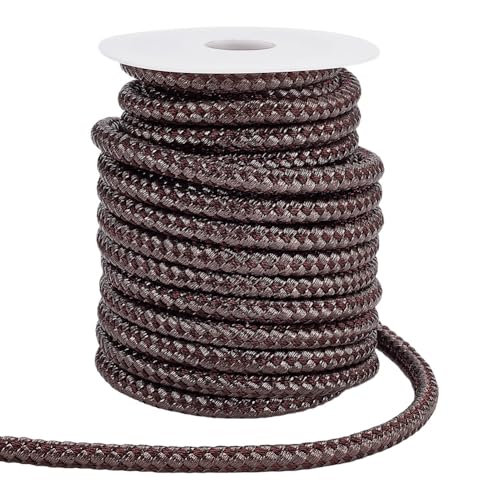 HOBBIESAY 7.5mm Geflochtene Lederschnur 10.94 Yard Kokosnuss braun PU Leder Seil Bolo Krawatte Schnur für Lanyard Schmuck Machen Flechten Schlüsselanhänger Machen von HOBBIESAY