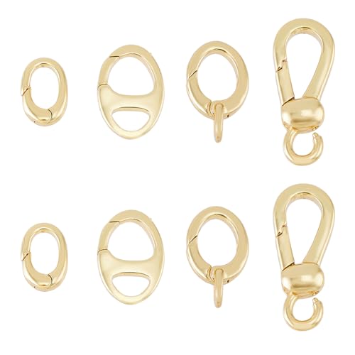 HOBBIESAY 8 Stück 4 Stile Echte 18K Vergoldung Farbe Glatte Oberfläche Ringverschlus Messing Federtor Ringe Langlebiger Vergoldeter Ovaler/Tropfenförmiger Anhänger Für DIY Halskette HOBBIESAY 8 Stück 4 Stile Echte 18K Vergoldung Farbe Glatte Oberfläche Ringverschlus Messing Federtor Ringe Langlebiger Vergoldeter Ovaler/Tropfenförmiger Anhänger Für DIY Halskette von HOBBIESAY
