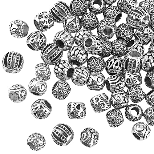 HOBBIESAY 80 Stück 10 Stil Tibetische Lose Perlen 9.5-11mm Legierung Europäische Perlen Hohle Filigrane Antike Silberne Zwischenperlen Perlen Mit Großen Löchern Für DIY Basteln, Bohrung: 4.5-6mm HOBBIESAY 80 Stück 10 Stil Tibetische Lose Perlen 9.5-11mm Legierung Europäische Perlen Hohle Filigrane Antike Silberne Zwischenperlen Perlen Mit Großen Löchern Für DIY Basteln, Bohrung: 4.5-6mm von HOBBIESAY