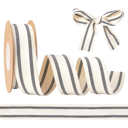 HOBBIESAY 9.14m Naturbaumwollband 25mm Breit Schwarz Weiß Baumwollstreifenband Weihnachtsband Zum Verpacken von Geschenken Heimdekoration Blumendekoration HOBBIESAY 9.14m Naturbaumwollband 25mm Breit Schwarz Weiß Baumwollstreifenband Weihnachtsband Zum Verpacken von Geschenken Heimdekoration Blumendekoration von HOBBIESAY