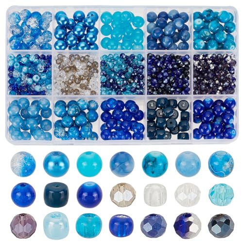 HOBBIESAY 940 Stück 4 Stile Tiefblaue Glas Perlen Seeblaue Crackle Perlen Facettierte Perlen Abstandshalter Rocailles Perlen 4/8mm Perlen In Verschiedenen Farben Für Sommer Ohrringe Und Halsketten HOBBIESAY 940 Stück 4 Stile Tiefblaue Glas Perlen Seeblaue Crackle Perlen Facettierte Perlen Abstandshalter Rocailles Perlen 4/8mm Perlen In Verschiedenen Farben Für Sommer Ohrringe Und Halsketten von HOBBIESAY