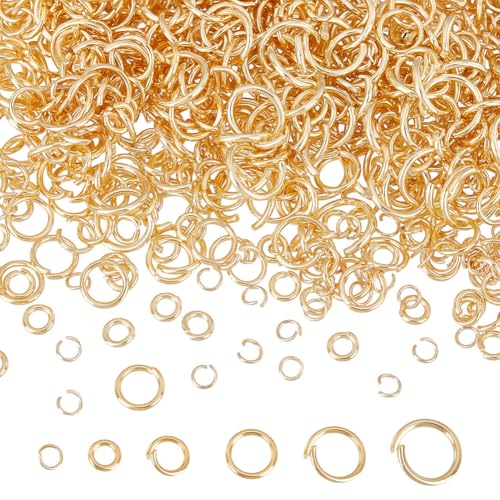 HOBBIESAY Biegeringe aus Edelstahl, 24 Karat vergoldet, 2,4–4,5 mm, offener Biegering, ungelötete Ringverbinder, kleiner Spaltring, Schmuckherstellung, Gold, für Bastelarbeiten, 900 Stück HOBBIESAY Biegeringe aus Edelstahl, 24 Karat vergoldet, 2,4–4,5 mm, offener Biegering, ungelötete Ringverbinder, kleiner Spaltring, Schmuckherstellung, Gold, für Bastelarbeiten, 900 Stück von HOBBIESAY