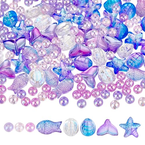 HOBBIESAY Bunte Fisch-Glasperlen, Ozean, bunte Glasperlen, transparente Glasperlen, violett, Ozean, Meerestierperlen für Ohrringe, Halsketten, Armbänder, Bastelarbeiten, Loch: 1 mm, 290 Stück HOBBIESAY Bunte Fisch-Glasperlen, Ozean, bunte Glasperlen, transparente Glasperlen, violett, Ozean, Meerestierperlen für Ohrringe, Halsketten, Armbänder, Bastelarbeiten, Loch: 1 mm, 290 Stück von HOBBIESAY