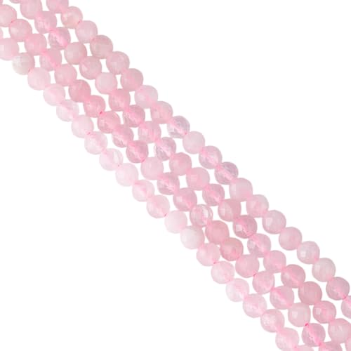 HOBBIESAY Ca. 192 Stück Natürliche Rosenquarzperlen 4mm Rund Facettiert Edelstein Abstandshalter Kleiner Rosa Stein Lose Bastelperlen Für DIY Armbänder Ohrringe Schmuckherstellung Bohrung: 0.8mm von HOBBIESAY