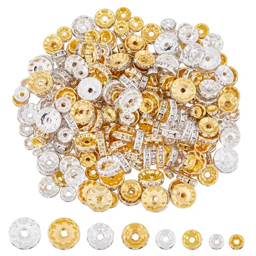 HOBBIESAY Ca.240 Stück 4 Größen Eisen Strass Abstandshalterperlen Funkelnde Edelstein Abstandshalter Rondell Kristallperlen Goldene Und Silberne Lose Perlenmetallperlen Zur Schmuckherstellung DIY HOBBIESAY Ca.240 Stück 4 Größen Eisen Strass Abstandshalterperlen Funkelnde Edelstein Abstandshalter Rondell Kristallperlen Goldene Und Silberne Lose Perlenmetallperlen Zur Schmuckherstellung DIY von HOBBIESAY