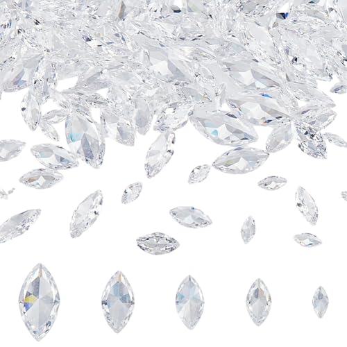 HOBBIESAY Cabochons in Pferdeaugenform, transparent, Zirkonia, 4–10 mm, facettierter Kristall-Strassstein mit spitzer Rückseite, für Nagelkunst, Ohrringe, Armbänder, Ringe, Schmuck, Bastelarbeiten, 5 HOBBIESAY Cabochons in Pferdeaugenform, transparent, Zirkonia, 4–10 mm, facettierter Kristall-Strassstein mit spitzer Rückseite, für Nagelkunst, Ohrringe, Armbänder, Ringe, Schmuck, Bastelarbeiten, 5 von HOBBIESAY