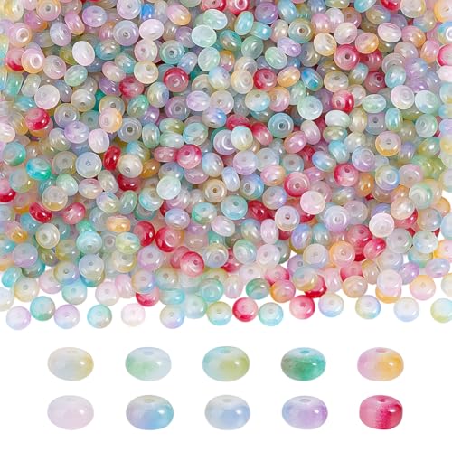 HOBBIESAY Glasperlen in 10 Farben, 10 Farben, bunte Scheiben, Stein, Abstandshalter, Perlen, Rondelle, flache lose Perlen, glatte Bastelperlen für Armband, Halskette, Schmuckherstellung, Loch: 1,2 mm HOBBIESAY Glasperlen in 10 Farben, 10 Farben, bunte Scheiben, Stein, Abstandshalter, Perlen, Rondelle, flache lose Perlen, glatte Bastelperlen für Armband, Halskette, Schmuckherstellung, Loch: 1,2 mm von HOBBIESAY