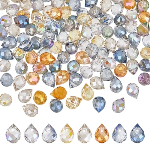 HOBBIESAY Glasperlen in 8 Farben, transparent, 8 mm, gebohrt, Wassertropfen, facettierte Perlen, glatte Rocailles-Perlen für Armbänder, Halsketten, Ohrringe, DIY, Schmuckherstellung, Loch: 1,2 mm, 144 HOBBIESAY Glasperlen in 8 Farben, transparent, 8 mm, gebohrt, Wassertropfen, facettierte Perlen, glatte Rocailles-Perlen für Armbänder, Halsketten, Ohrringe, DIY, Schmuckherstellung, Loch: 1,2 mm, 144 von HOBBIESAY