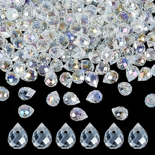 HOBBIESAY Glasperlen in Tropfenform, transparent, 6 mm, oben gebohrt, Abstandshalter, Wassertropfen, facettierte Perlen, glatte Rocailles-Perlen für Armbänder, Halsketten, Ohrringe, DIY HOBBIESAY Glasperlen in Tropfenform, transparent, 6 mm, oben gebohrt, Abstandshalter, Wassertropfen, facettierte Perlen, glatte Rocailles-Perlen für Armbänder, Halsketten, Ohrringe, DIY von HOBBIESAY