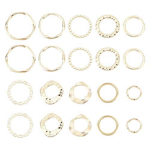 HOBBIESAY Goldene Verbindungsringe aus Legierung, runde hohle Verbindungsringe, Metall-Verbinder für selbstgemachte Halsketten, Armbänder, baumelnde Ohrringe, Schmuckherstellung, Handwerk, 40 Stück HOBBIESAY Goldene Verbindungsringe aus Legierung, runde hohle Verbindungsringe, Metall-Verbinder für selbstgemachte Halsketten, Armbänder, baumelnde Ohrringe, Schmuckherstellung, Handwerk, 40 Stück von HOBBIESAY