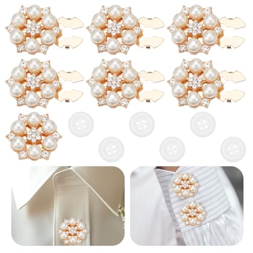 HOBBIESAY Knopfabdeckung Mit Kunstperlen Und Strasssteinen 6 Stück Knopfabdeckungen Mit 6 Nähknöpfen Modische Knopfclips Ohne Nähen Für Damen Hemd Kleid Kleidung Handwerk HOBBIESAY Knopfabdeckung Mit Kunstperlen Und Strasssteinen 6 Stück Knopfabdeckungen Mit 6 Nähknöpfen Modische Knopfclips Ohne Nähen Für Damen Hemd Kleid Kleidung Handwerk von HOBBIESAY