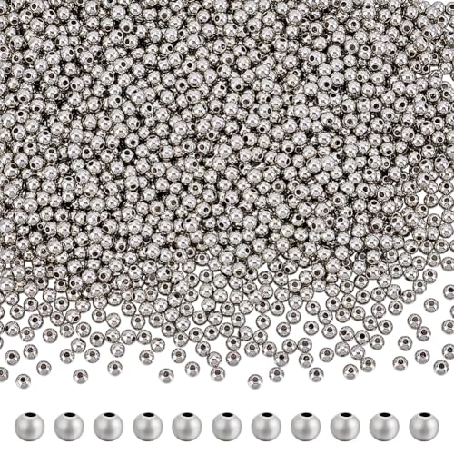 HOBBIESAY Runde Kunststoffperlen, rund, rund, rund, Abstandshalter, Abstandshalter, für DIY-Armbänder, Schmuckherstellung, Loch: 1,4 mm, 2500 Stück von HOBBIESAY