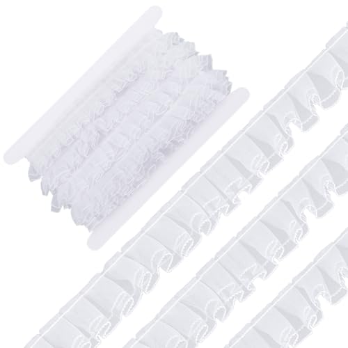 HOBBIESAY Spitzenbesatz Mit Doppelter Rüsche 5m Weißes Plissee Stoffband Chiffon Einfassung Besätze Zum Nähen Basteln Hochzeit Brautkleid Party Dekoration Kleidungsverzierung HOBBIESAY Spitzenbesatz Mit Doppelter Rüsche 5m Weißes Plissee Stoffband Chiffon Einfassung Besätze Zum Nähen Basteln Hochzeit Brautkleid Party Dekoration Kleidungsverzierung von HOBBIESAY