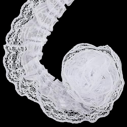 HOBBIESAY Spitzenbesatzmit Doppelter Rüsche 20m x4.5cm Breit Weißes Plissee Stoffband Chiffon Einfassung Besätze Zum Nähen Basteln Hochzeit Brautkleid Party Dekoration Kleidungsverzierung HOBBIESAY Spitzenbesatzmit Doppelter Rüsche 20m x4.5cm Breit Weißes Plissee Stoffband Chiffon Einfassung Besätze Zum Nähen Basteln Hochzeit Brautkleid Party Dekoration Kleidungsverzierung von HOBBIESAY