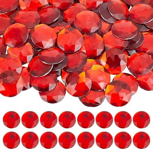HOBBIESAY Strasssteine mit flacher Rückseite, rund, facettiert, Cabochons, Kunststoff, Kreise, Edelsteine, rot, flache Rückseite, Kristall, für Schmuckherstellung, 100 Stück HOBBIESAY Strasssteine mit flacher Rückseite, rund, facettiert, Cabochons, Kunststoff, Kreise, Edelsteine, rot, flache Rückseite, Kristall, für Schmuckherstellung, 100 Stück von HOBBIESAY