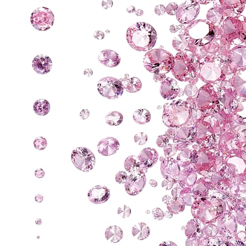 HOBBIESAY Zirkonia-Cabochons in 8 Größen, 1 - 7 mm, rosa Kristall, facettierter Diamant-Strass mit spitzer Rückseite, für Nagelkunst, Ohrringe, Armbänder, Ringe, Schmuck, Bastelarbeiten, 160 Stück von HOBBIESAY