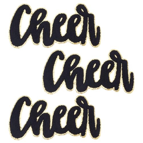 HOBBiESAY 3er-Set 13cm Schwarzer Cheer Chenille Schriftzug Aufnäher Glitzer Goldrand Bügelaufnäher Zum Aufnähen Auf Hüte Jeans Kosmetiktaschen Rucksäcke Reisetaschen HOBBiESAY 3er-Set 13cm Schwarzer Cheer Chenille Schriftzug Aufnäher Glitzer Goldrand Bügelaufnäher Zum Aufnähen Auf Hüte Jeans Kosmetiktaschen Rucksäcke Reisetaschen von HOBBIESAY